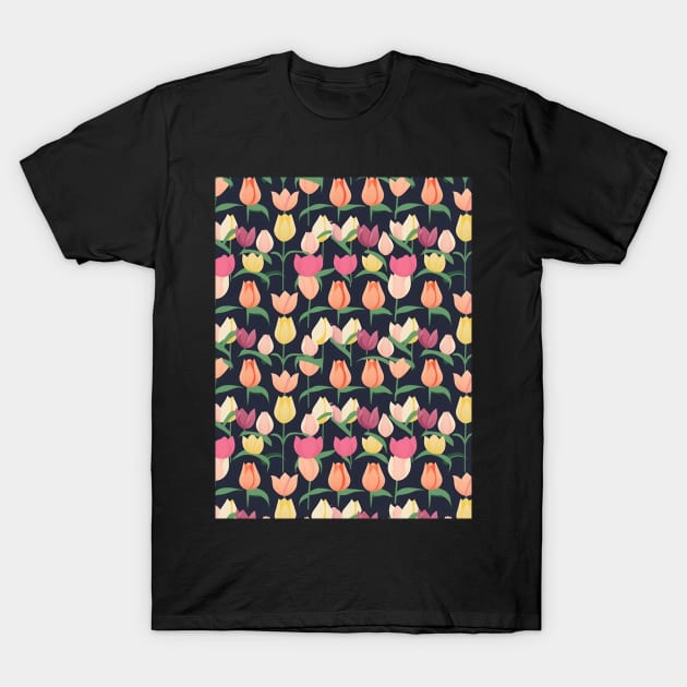 Tulips Flower Seamless Pattern V1 T-Shirt by Family journey with God